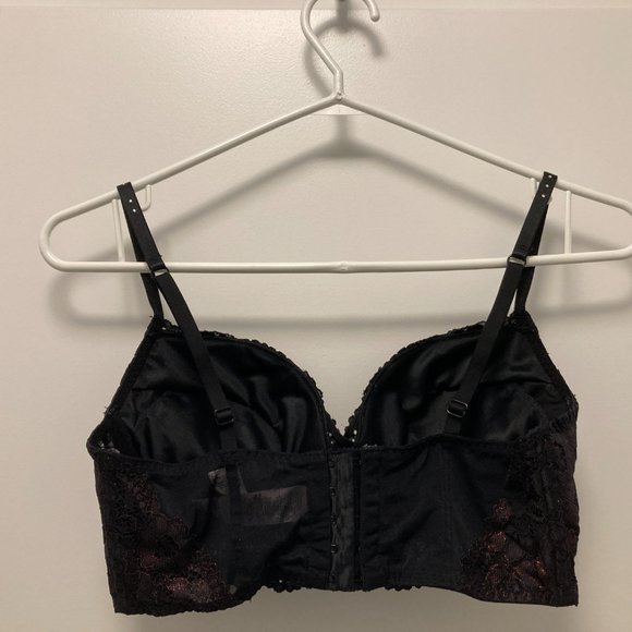 La Senza 34C Pushup Lacy Bra Black with red sparkles - Picture 2 of 2